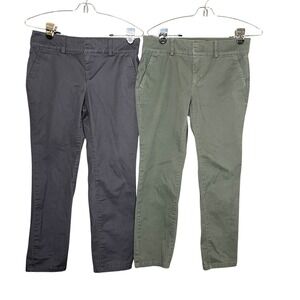 LOFT Womens Chino Pants Grey and Olive Green Crop Sz 4P Bundle Lot of 2 Preppy